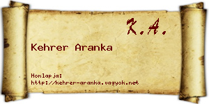 Kehrer Aranka névjegykártya